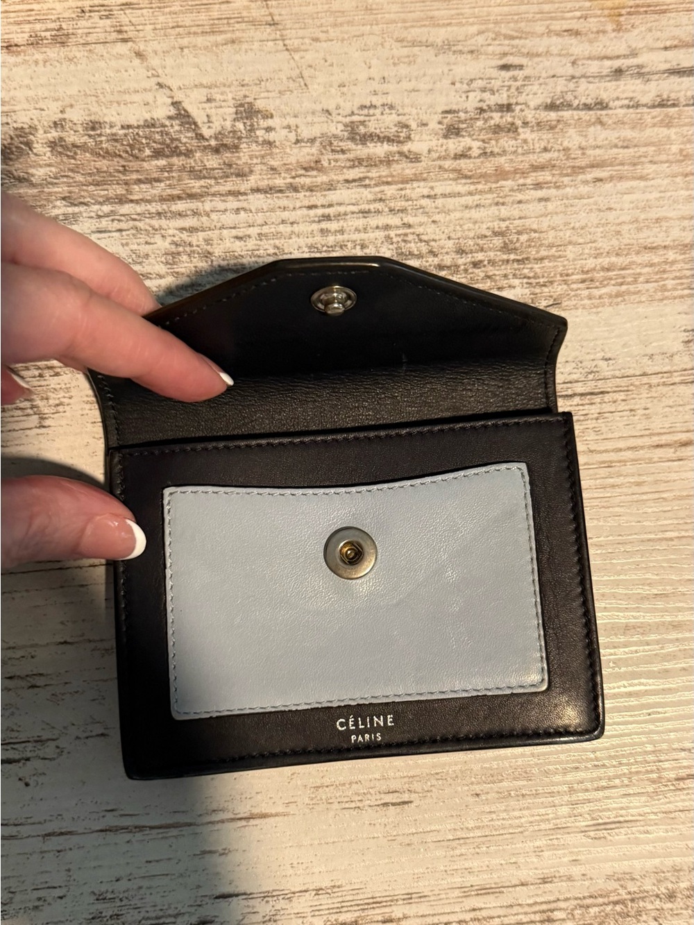 Celine Pocket Tri-Color Compact Wallet / Card Holder - Picture 3 of 5
